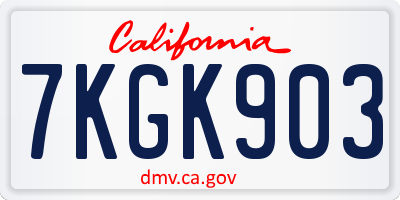 CA license plate 7KGK903