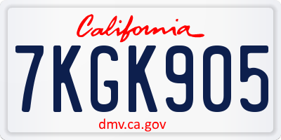 CA license plate 7KGK905