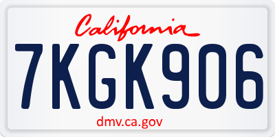 CA license plate 7KGK906