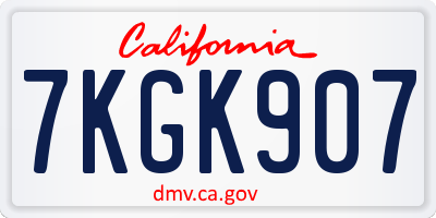 CA license plate 7KGK907