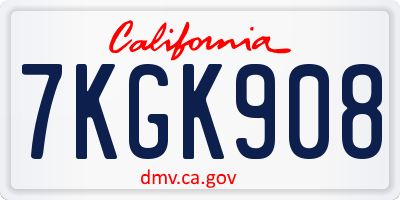 CA license plate 7KGK908