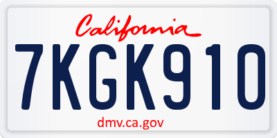 CA license plate 7KGK910
