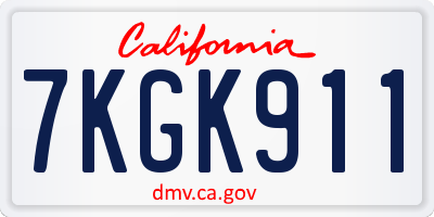 CA license plate 7KGK911