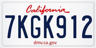 CA license plate 7KGK912