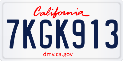 CA license plate 7KGK913