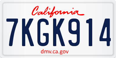 CA license plate 7KGK914