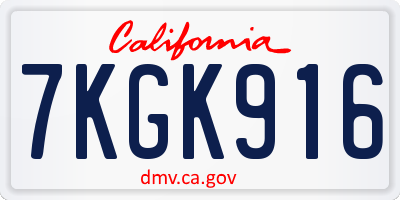 CA license plate 7KGK916