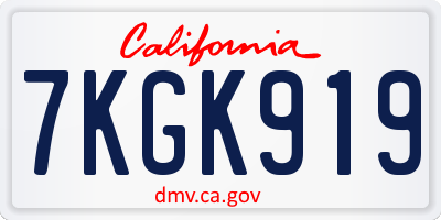 CA license plate 7KGK919