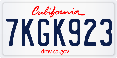 CA license plate 7KGK923