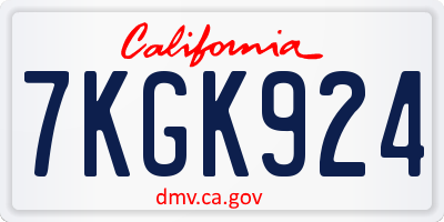 CA license plate 7KGK924