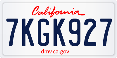 CA license plate 7KGK927