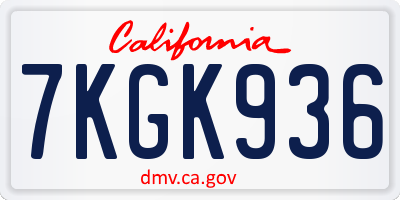 CA license plate 7KGK936