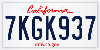CA license plate 7KGK937