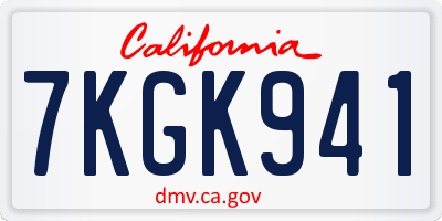 CA license plate 7KGK941