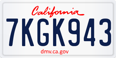 CA license plate 7KGK943