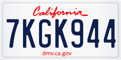 CA license plate 7KGK944