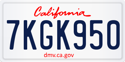 CA license plate 7KGK950