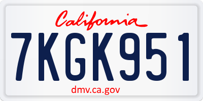 CA license plate 7KGK951