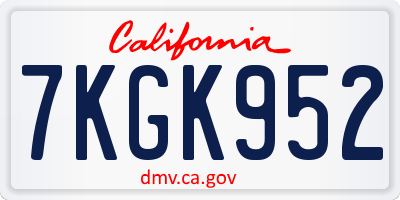 CA license plate 7KGK952