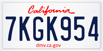 CA license plate 7KGK954