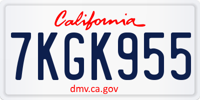 CA license plate 7KGK955