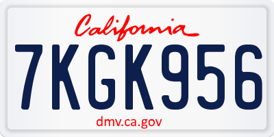 CA license plate 7KGK956