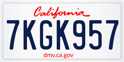 CA license plate 7KGK957