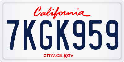 CA license plate 7KGK959