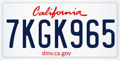 CA license plate 7KGK965