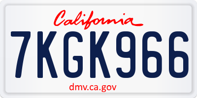 CA license plate 7KGK966