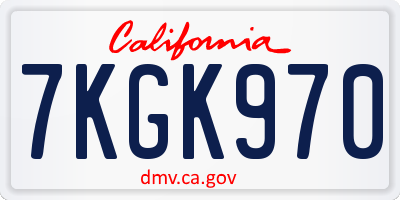 CA license plate 7KGK970