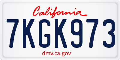 CA license plate 7KGK973