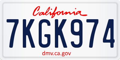 CA license plate 7KGK974