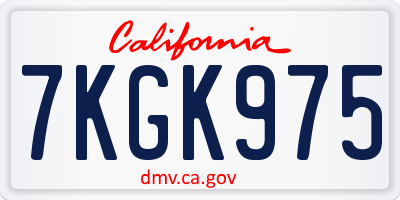 CA license plate 7KGK975