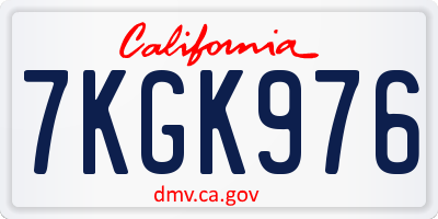 CA license plate 7KGK976