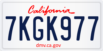 CA license plate 7KGK977