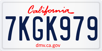 CA license plate 7KGK979