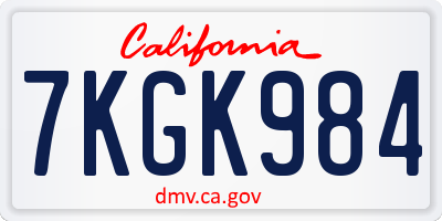 CA license plate 7KGK984