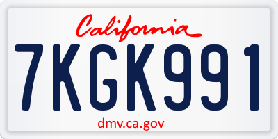 CA license plate 7KGK991