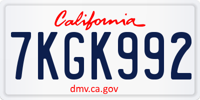 CA license plate 7KGK992