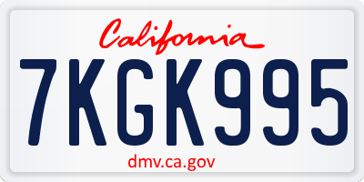 CA license plate 7KGK995