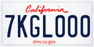 CA license plate 7KGL000