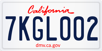 CA license plate 7KGL002