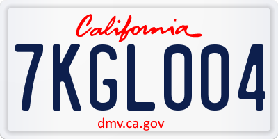 CA license plate 7KGL004