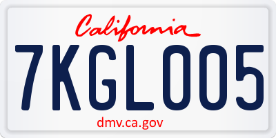 CA license plate 7KGL005