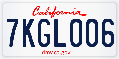 CA license plate 7KGL006