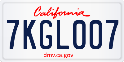 CA license plate 7KGL007