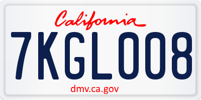 CA license plate 7KGL008