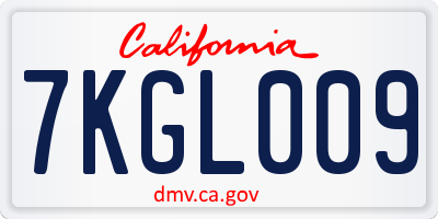 CA license plate 7KGL009