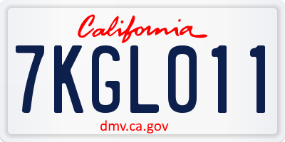 CA license plate 7KGL011